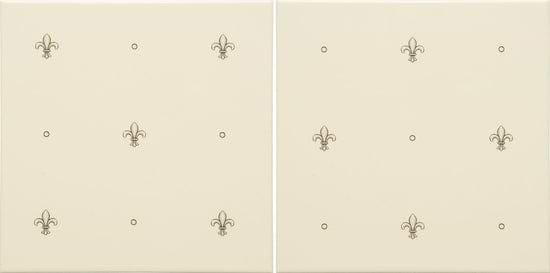 Artworks - Fabergé Fleur de Lis 2-tile Set Charcoal Grey on Colonial White - Hyperion Tiles Ltd