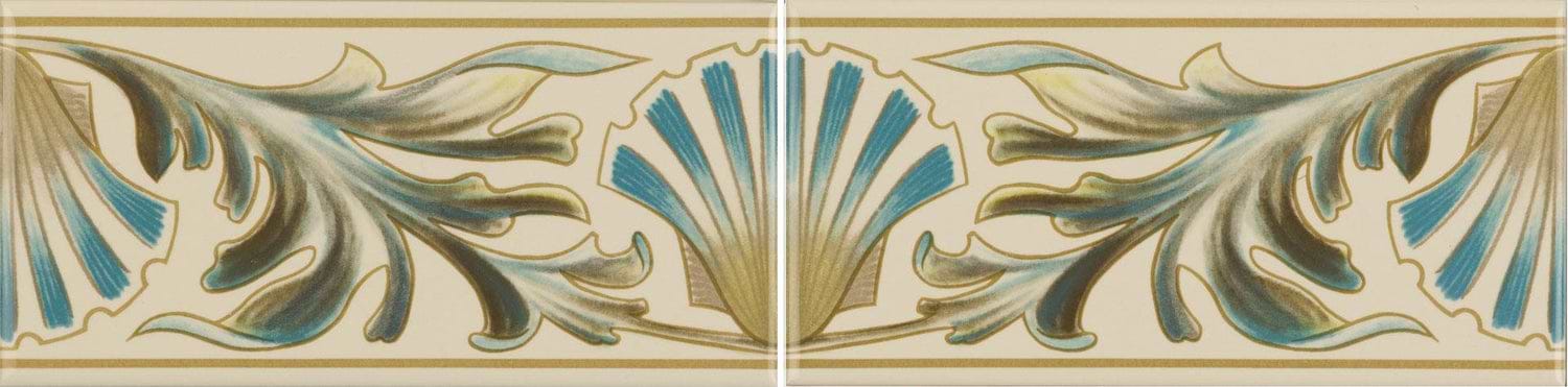 Artworks - W B Simpson Shell Frieze 2-Tile Set on Colonial White - Hyperion Tiles Ltd