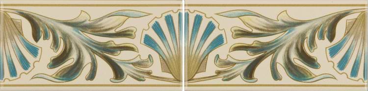 Artworks - W B Simpson Shell Frieze 2-Tile Set on Colonial White - Hyperion Tiles Ltd