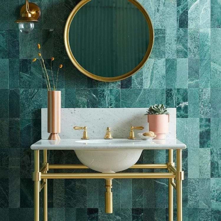 Fennel Green Herringbone Honed Marble Tile - Hyperion Tiles Ltd
