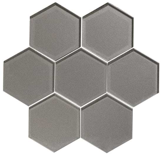 Glassworks Metallic and Sparkling Glass - Dionysus Metallic Hexagon Mosaics - Hyperion Tiles Ltd