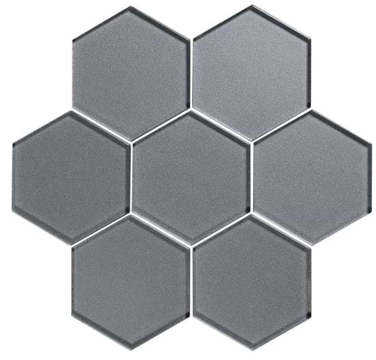 Glassworks Metallic and Sparkling Glass - Erebos Metallic Hexagon Mosaic - Hyperion Tiles Ltd