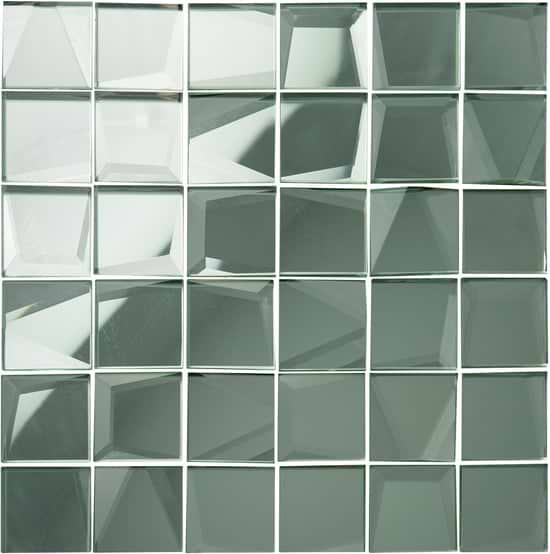 Glassworks Mirror - 50mm Facet Mosaic Silver Mirror - Hyperion Tiles Ltd