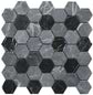 Midnight Stone Hexagon Mixed Finish Marble Mosaic - Hyperion Tiles Ltd