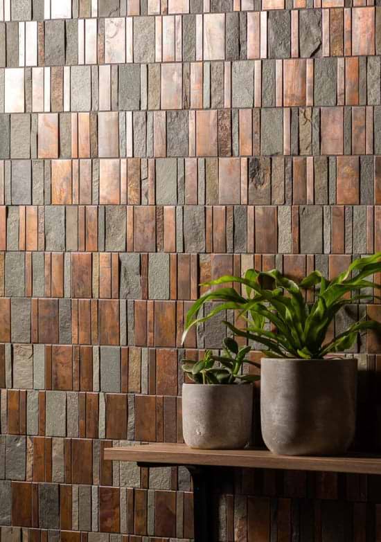 Mosaics - Sorvad Natural Stone and Copper Mix Mosaic - Hyperion Tiles Ltd