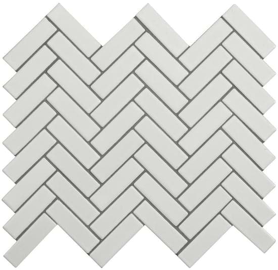 Mosaics - White Satin Chevron - Hyperion Tiles Ltd