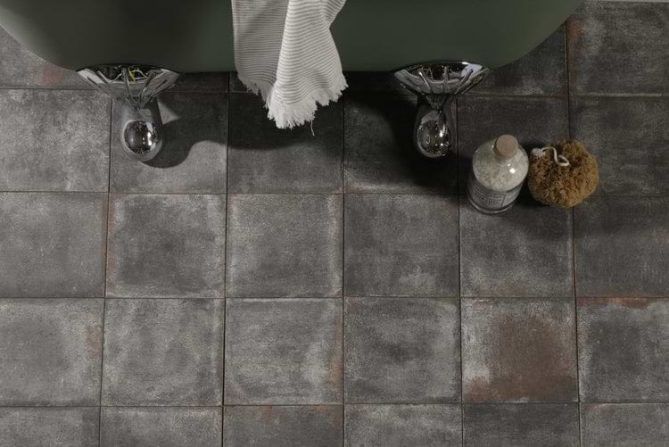 Osterley Porcelain Textured Square Black Tiles - Hyperion Tiles Ltd