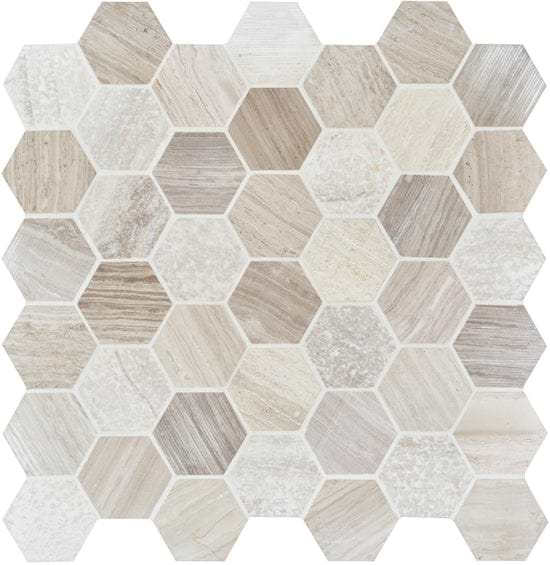 Perla Large Hexagon Stone Mosaic - Hyperion Tiles Ltd