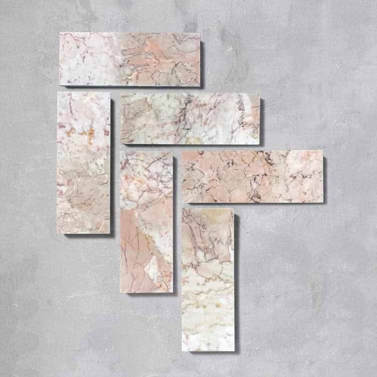 Rose Pink Herringbone Honed Marble Tile - Hyperion Tiles Ltd