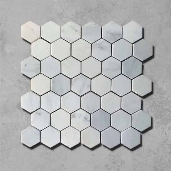 Small Hexagon White Marble Tile - Hyperion Tiles Ltd