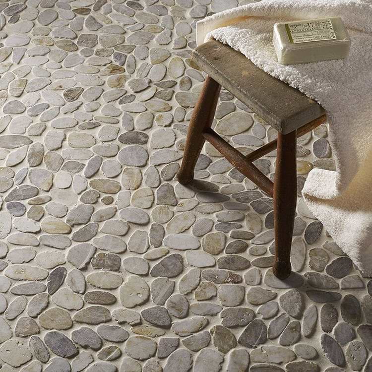 White Flat Cut Pebble Mosaic - Hyperion Tiles Ltd