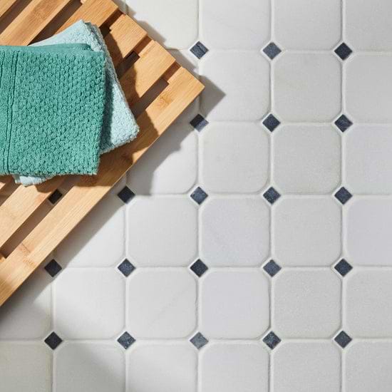 White Octagon 10 Venetian Mosaics - Hyperion Tiles Ltd