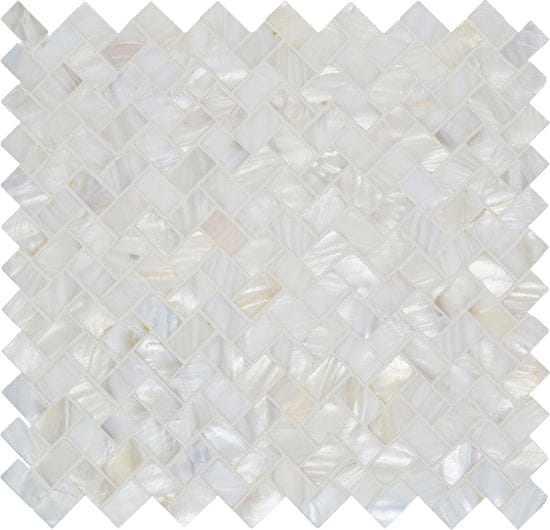 White Pearl Herringbone Shell Mosaic - Hyperion Tiles Ltd