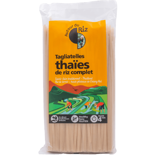 Thai brown rice tagliatelle 400 gr - Gluten free, AFDIAG label Organic