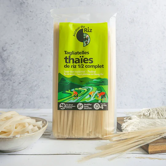 Thai rice tagliatelle 1/2 wholemeal 400 gr - Gluten free, label AFDIAG Organic