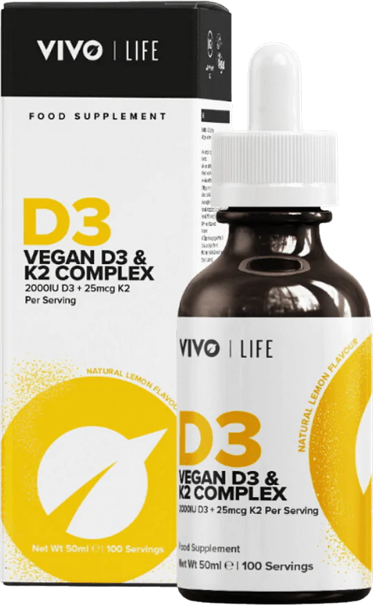 Vitamines D3 & K2 en gouttes Vegan (2000u D3 / 25mcg K2)