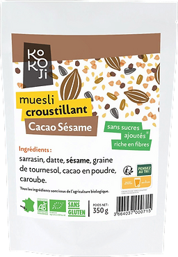 Muesli Croustillant Cacao Sésame Sans Sucre Ajouté