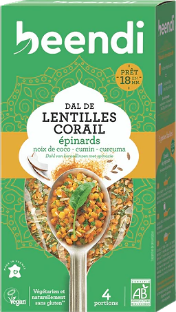 Dal de Lentilles Corail aux Epinards
