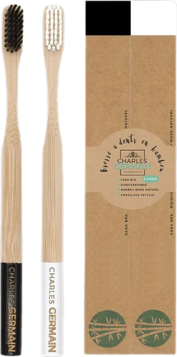 Brosse à dents en bambou Duo Noir & Blanc