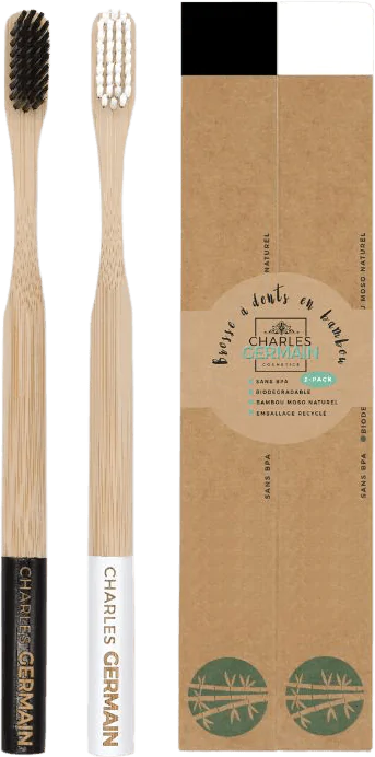 Brosse à dents en bambou Duo Noir & Blanc