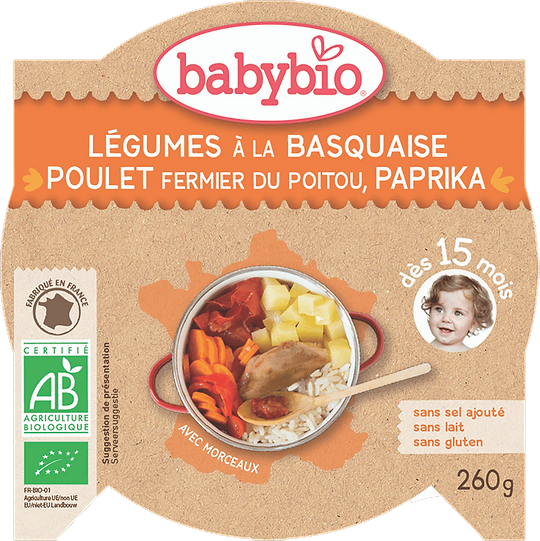 Assiette Légumes & Poulet Paprika + 15 mois