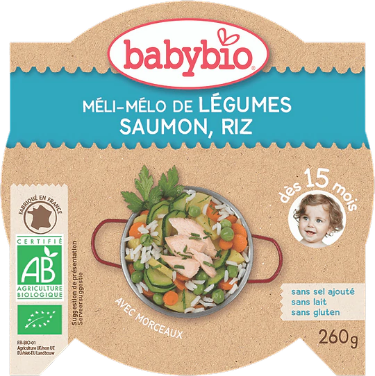 Salmon Vegetables & Camargue Rice Plate + 15 months Organic