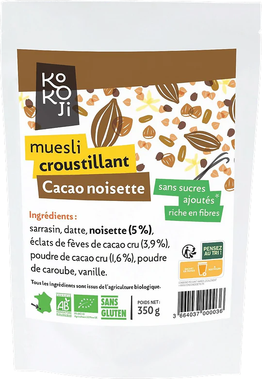Muesli Cacao Noisette Sans Sucres Ajoutes