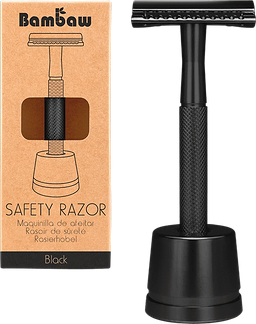 Metal Safety Razor with Stand Black