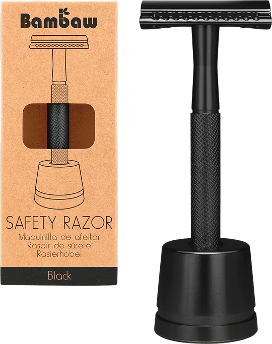 Metal Safety Razor with Stand Black
