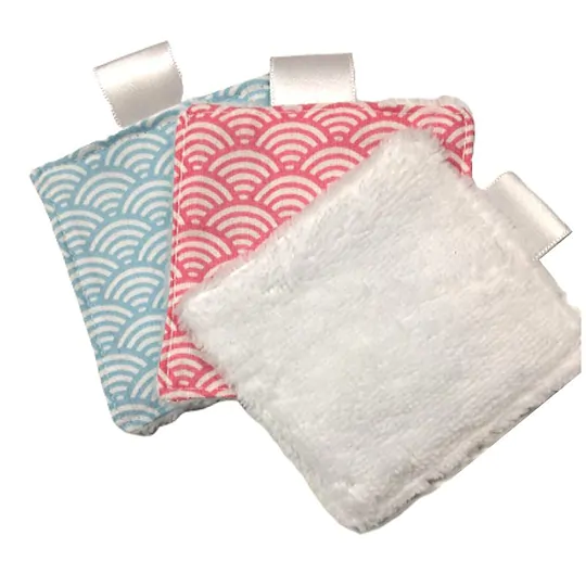 Washable Square Make-up Removers Bamboo 3x - Lot Waves