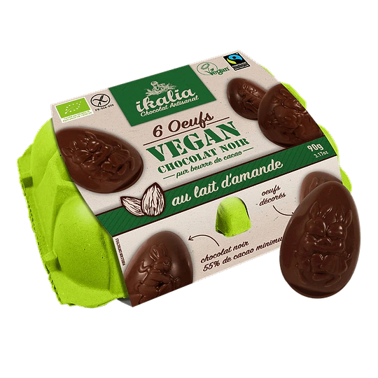 Box of 6 Vegan Almond Milk Chocolate Eggs Organic