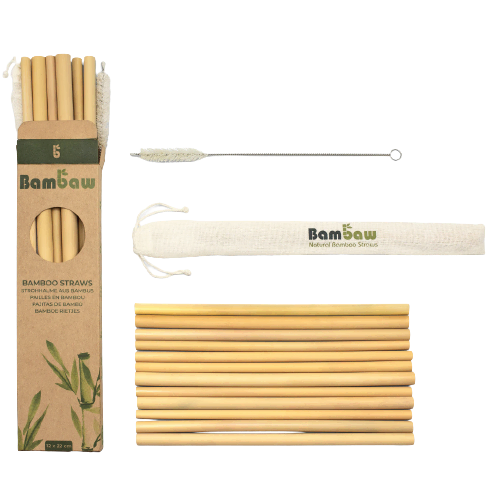 12 Bamboo Straws 22cm