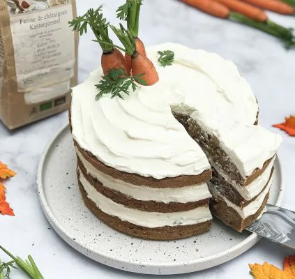 Carrot cake à base de farine de châtaignes