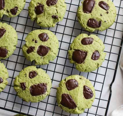 Cookies au thé matcha et chocolat noir 85 %