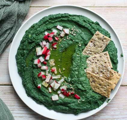 Houmous à base de spiruline et pois cassés (anti-inflammatoire)