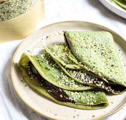 Crêpes matcha et pâte à tartiner
