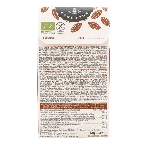 Chocolate Hazelnut & Salt Cookies Organic