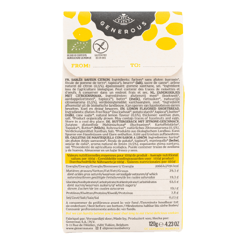 Shortbread Lemon Biscuits Gluten Free Organic