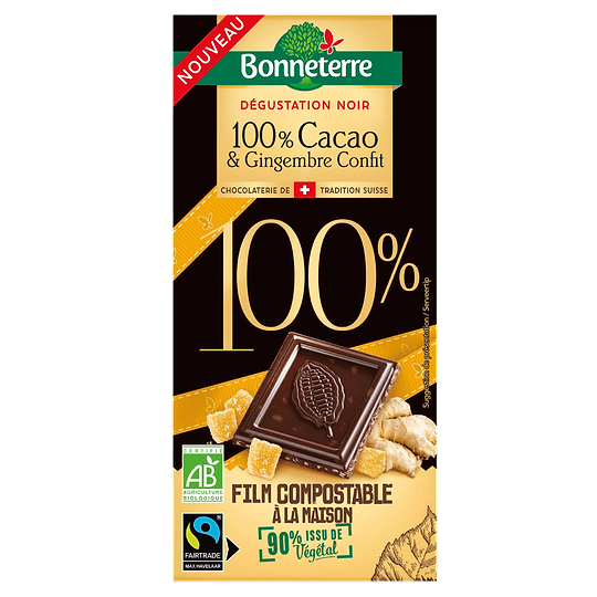 100% Cacao Gember Chocolade