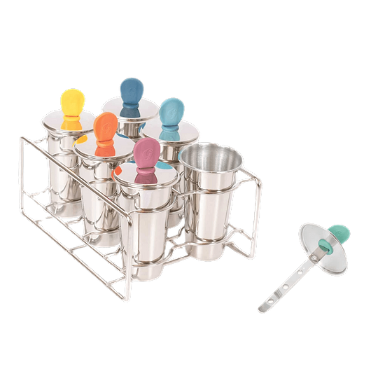 Set of 6 ice cream moulds and stainless steel sticks