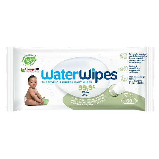 Pack de 2 toallitas húmedas biodegradables, 60 uds c/u, Waterwipes -  Waterwipes