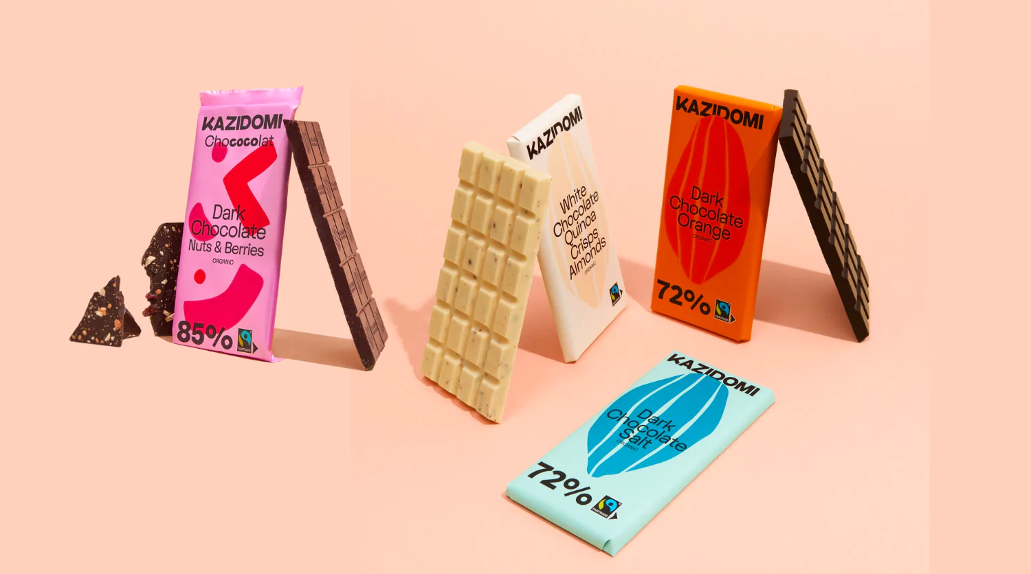 Rediscover Kazidomi chocolates for the whole family. Low in sugar or vegan, but 100% tasty!