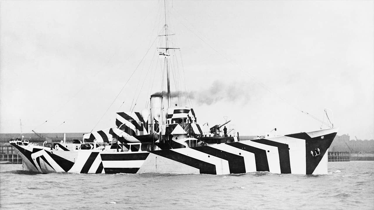Navy warships were outfitted in dazzle camouflage