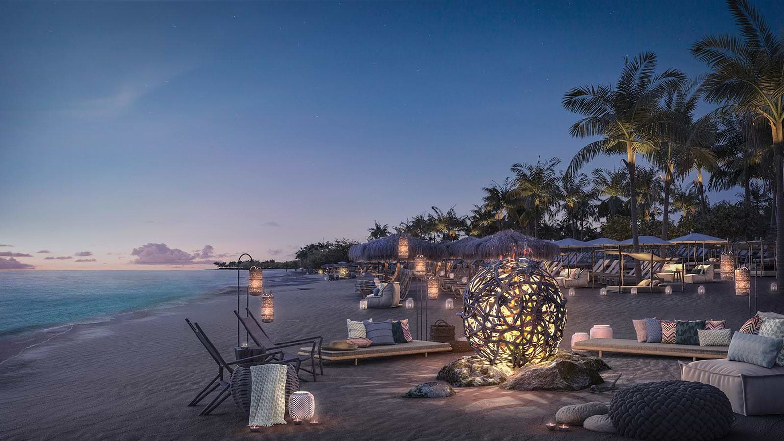 Fire beacons at beach night view