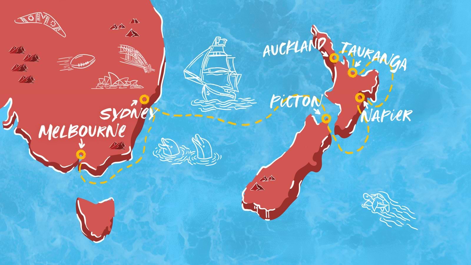 Southeastern Australia and New Zealand Map