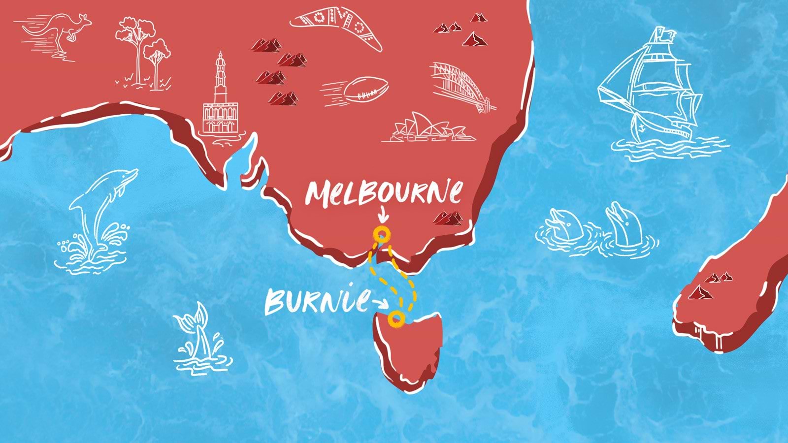 Melbourne to Burnie Itinerary Map